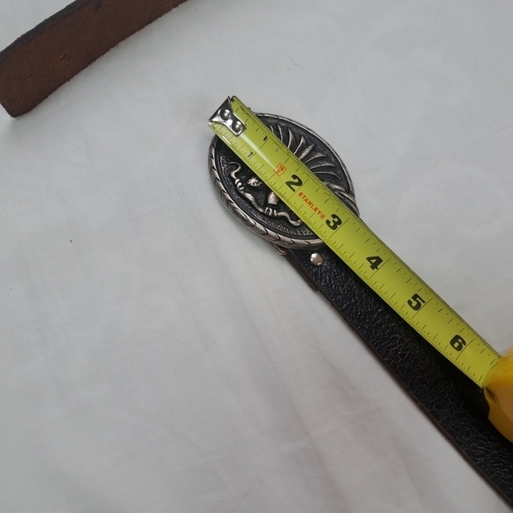 Eagle Belt Buckle Made in Italy with Leather Brown Belt 36in Vintage